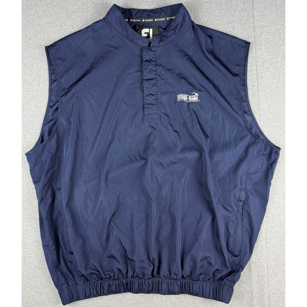 FootJoy Mens L Flora-Bama Golf Vest Navy Pullover Windshirt Sleeveless FJ